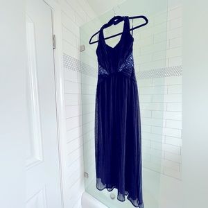 Royal blue dress perfect for black tie weddings.